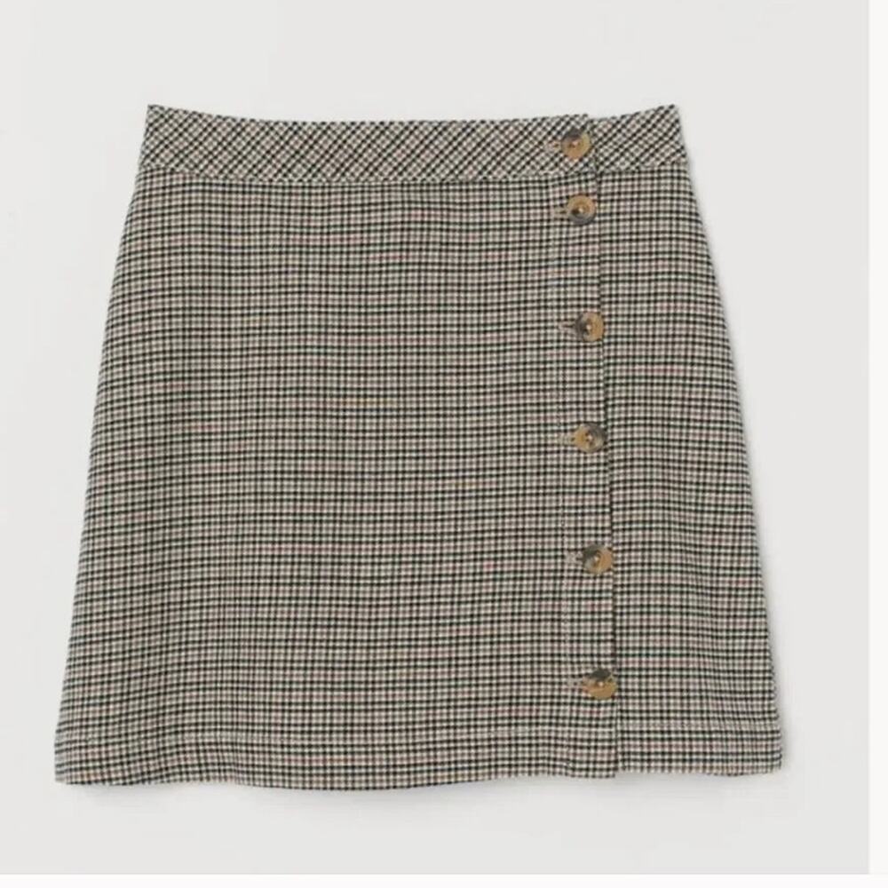 H&M Checkered A-Line Skirt with Button Details